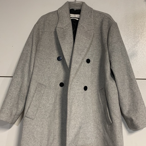 MANGO WOMENS WOOL BLEND COAT JACKET GRAY XL - Picture 3 of 7